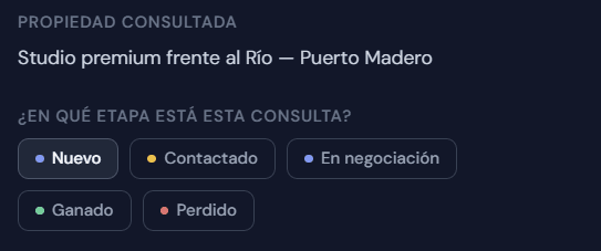 Menú de estados de una consulta