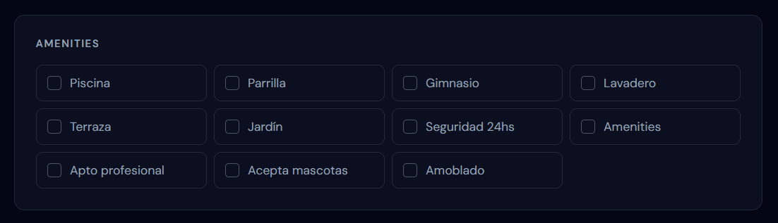 Sección amenities