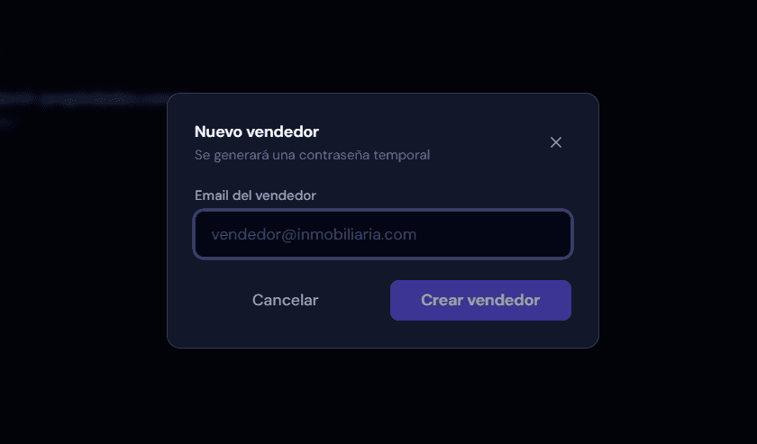 Modal de nuevo vendedor